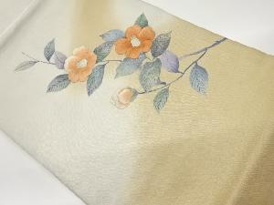 引箔手描き椿模様刺繍名古屋帯